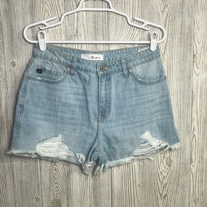 Women’s Kancan Jean Light Wash Shorts Size 27 Raw Hem